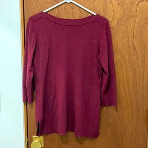 Karen Scott Women’s Medium Sweater 3/4 Sleeves Side Ribbing Maroon Work Casual